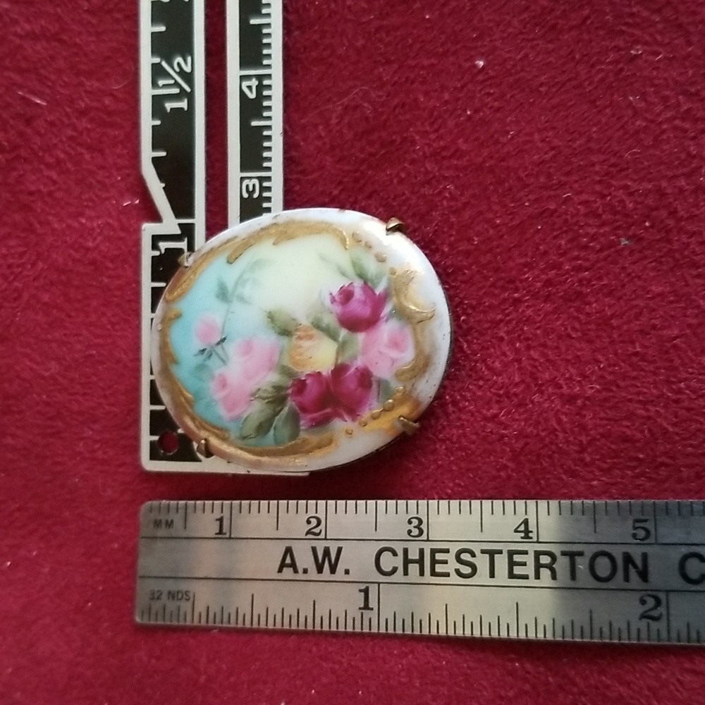 Antique handpainted porcelain Brooch - Picture 3 of 4